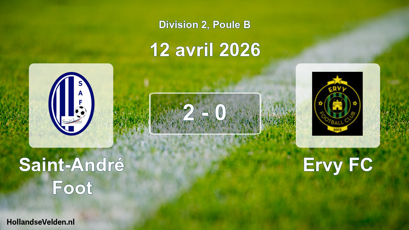 Match joué: Saint-André Foot - Ervy FC 2 - 0 (12 avril 2026)