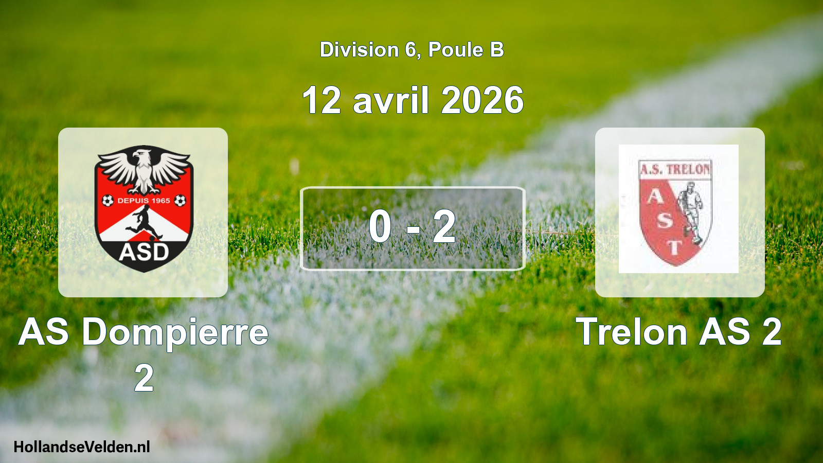 Match joué: AS Dompierre 2 - Trelon AS 2 0 - 2 (12 avril 2026)
