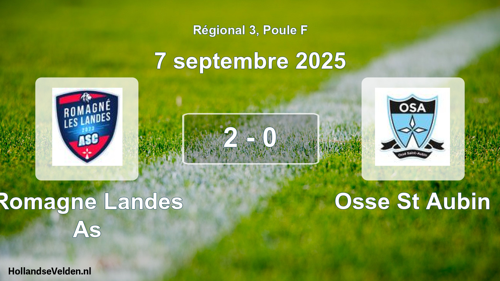 Total number of matches played: Romagne Landes As - Osse St Aubin 2 - 0 (7 September 2025)