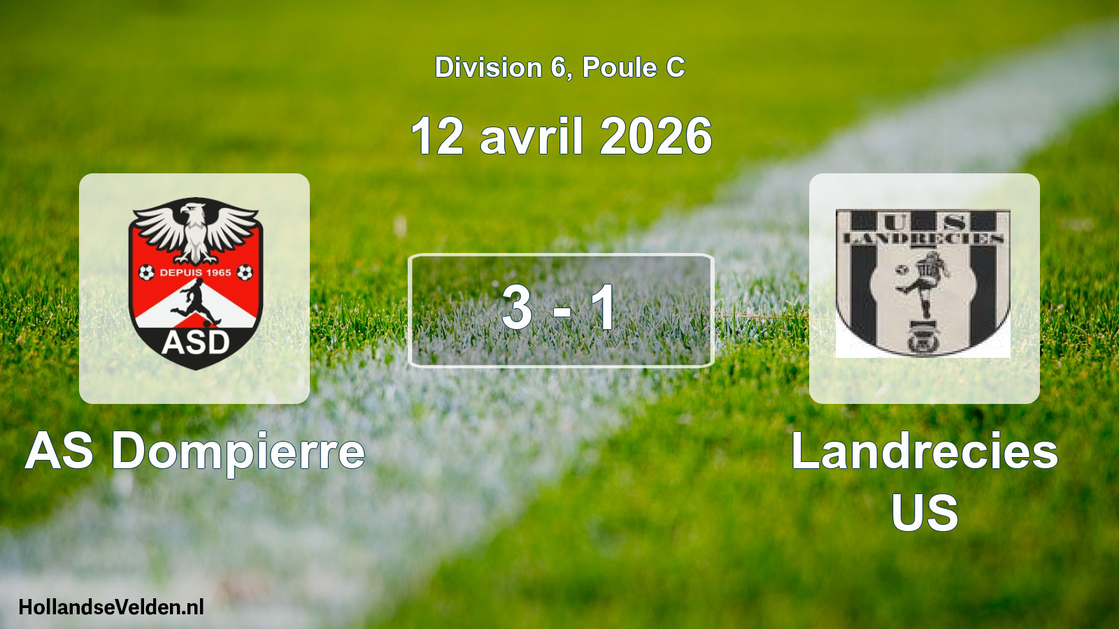 Match joué: AS Dompierre - Landrecies US 3 - 1 (12 avril 2026)