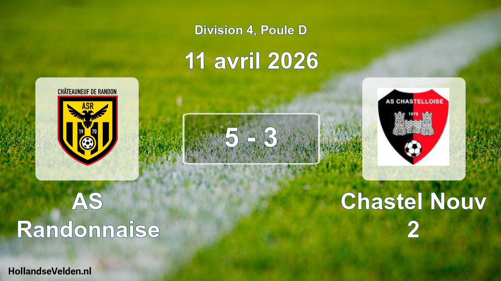 Total number of matches played: AS Randonnaise - Chastel Nouv 2 5 - 3 (11 April 2026)