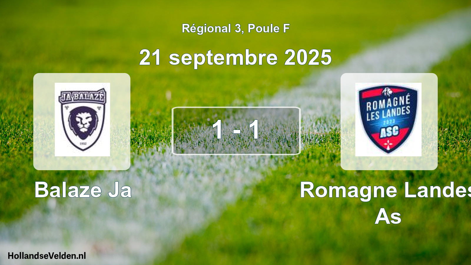 Gespeelde wedstrijd: Balaze Ja - Romagne Landes As 1 - 1 (21 september 2025)