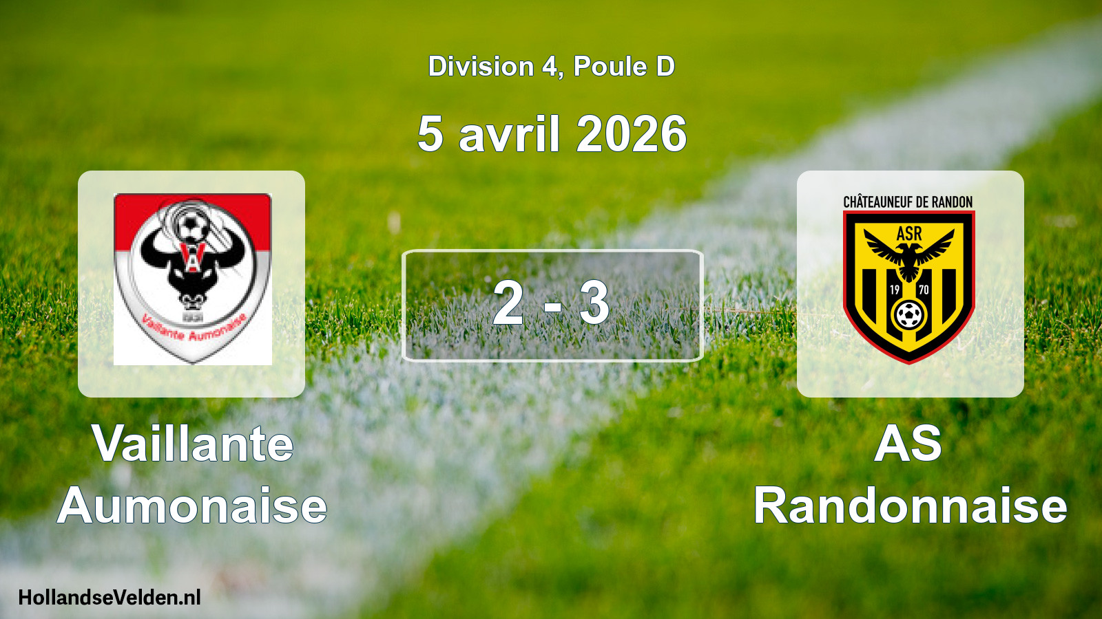 Total number of matches played: Vaillante Aumonaise - AS Randonnaise 2 - 3 (5 April 2026)