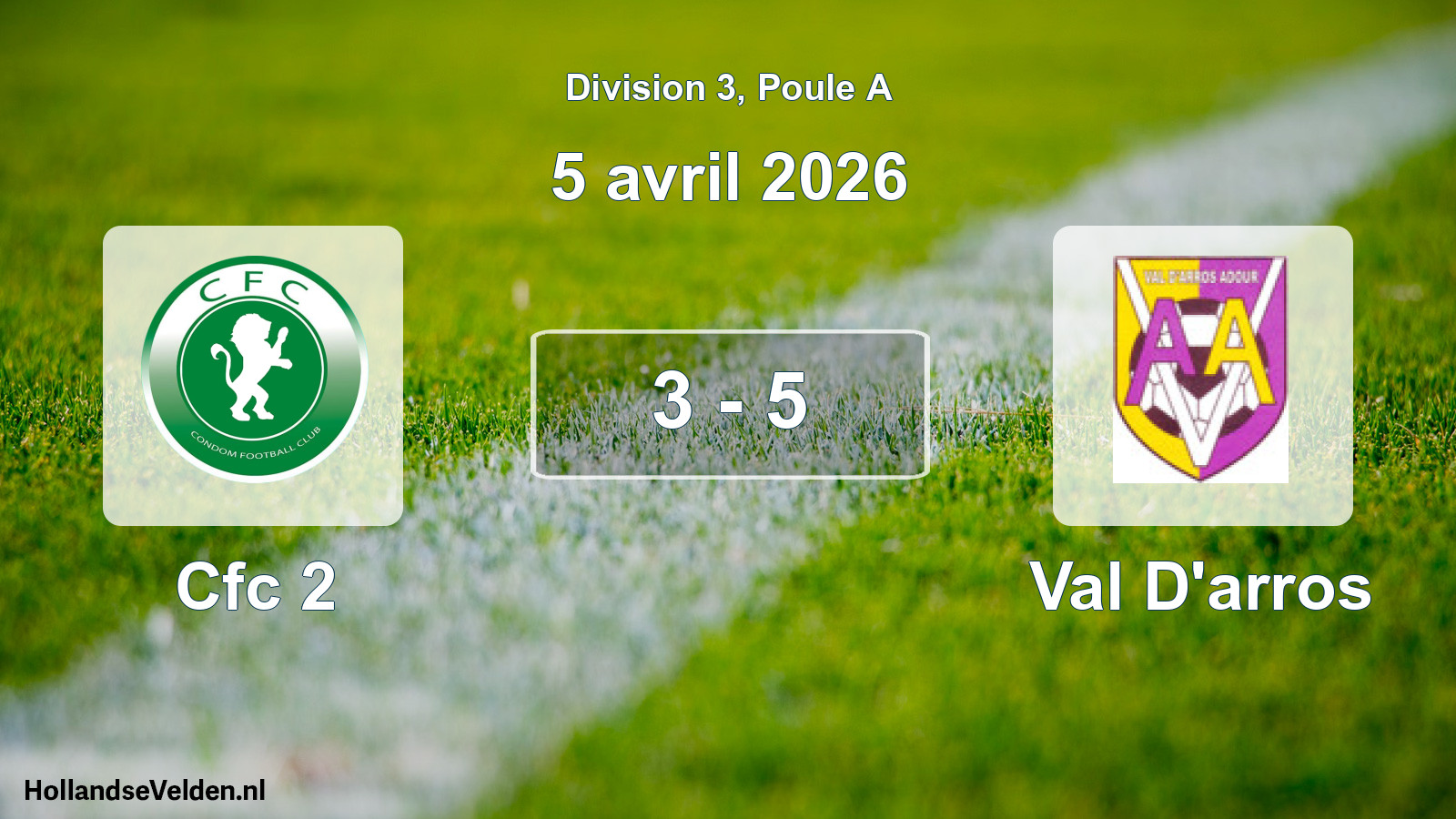 Match joué: Cfc 2 - Val D'arros 3 - 5 (5 avril 2026)