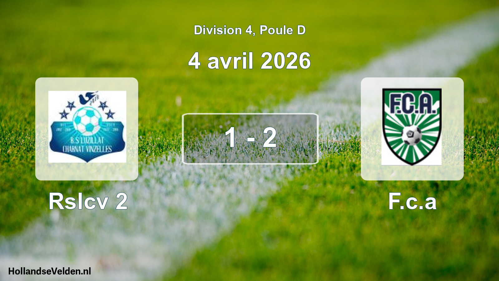 Match joué: Rslcv 2 - F.c.a 1 - 2 (4 avril 2026)