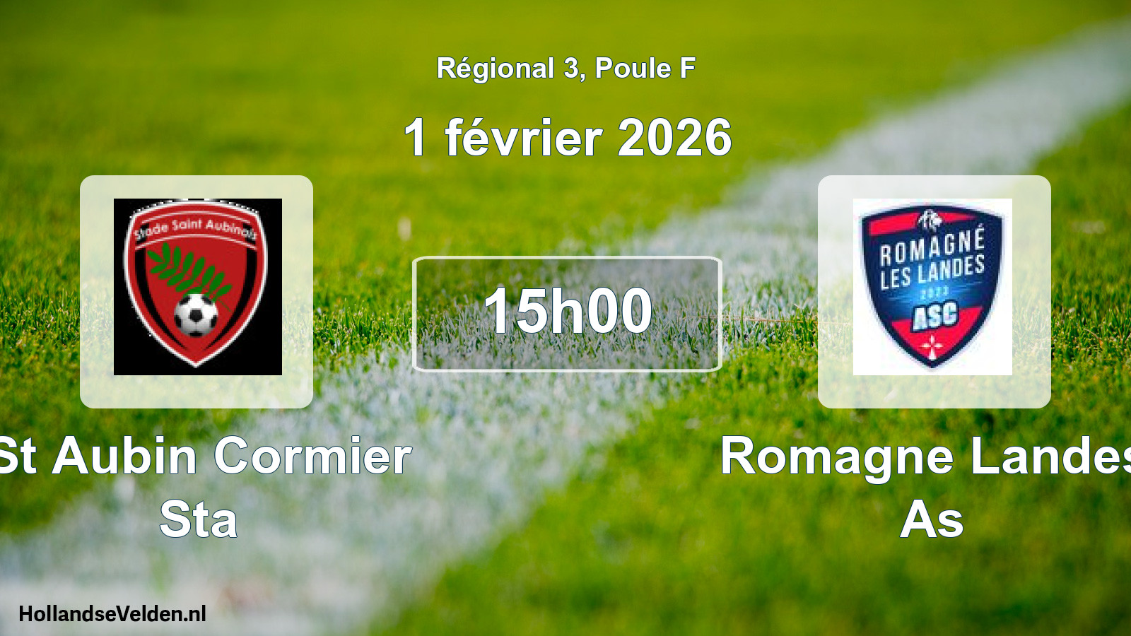 Scheduled Match: St Aubin Cormier Sta - Romagne Landes As (1 February 2026)