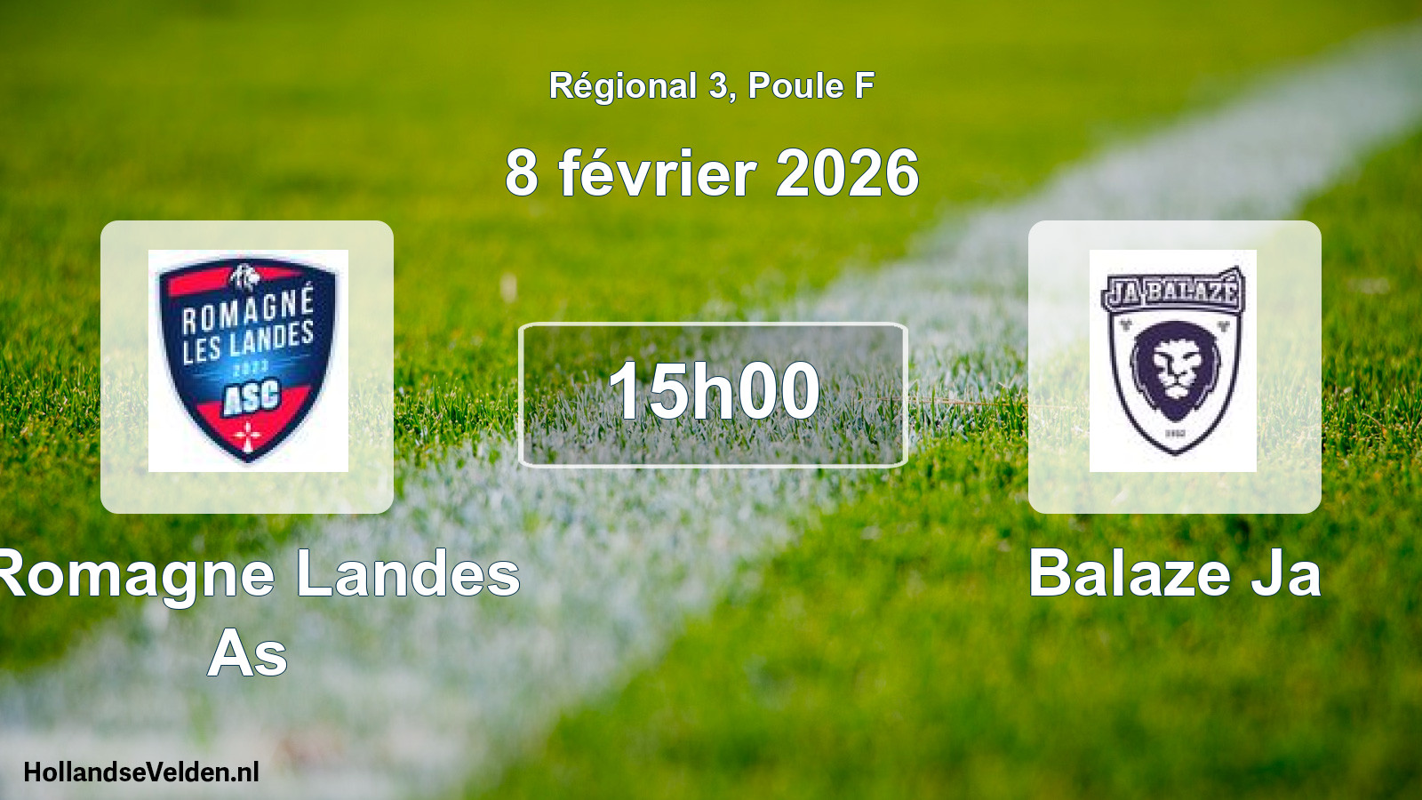 Scheduled Match: Romagne Landes As - Balaze Ja (8 February 2026)