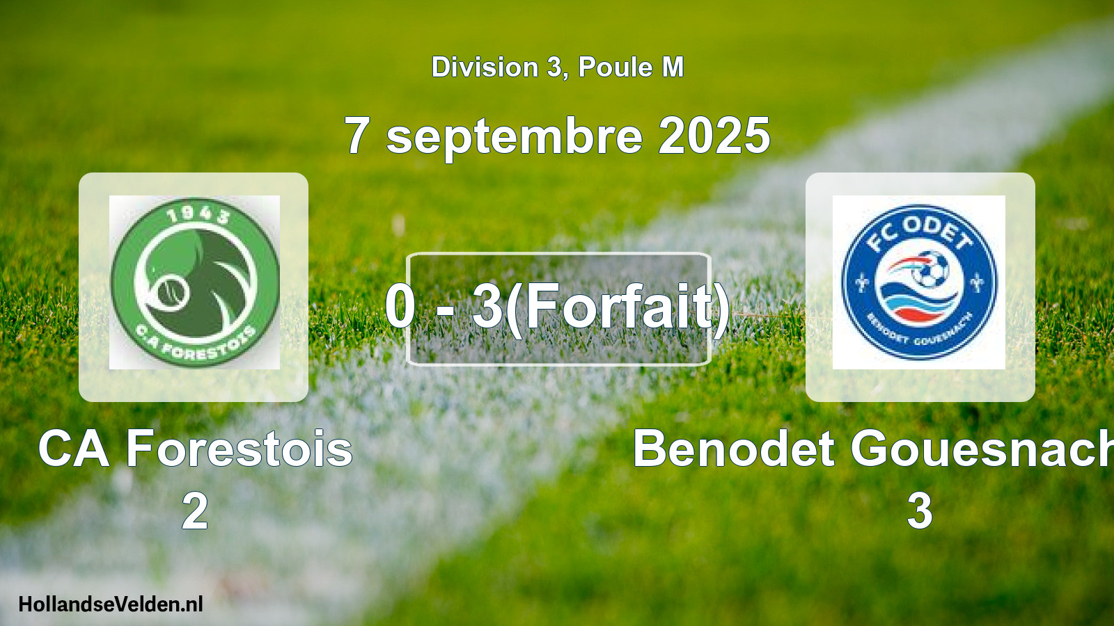 Match joué: CA Forestois 2 - Benodet Gouesnach FC 3 0 - 3(Forfait) (7 septembre 2025)