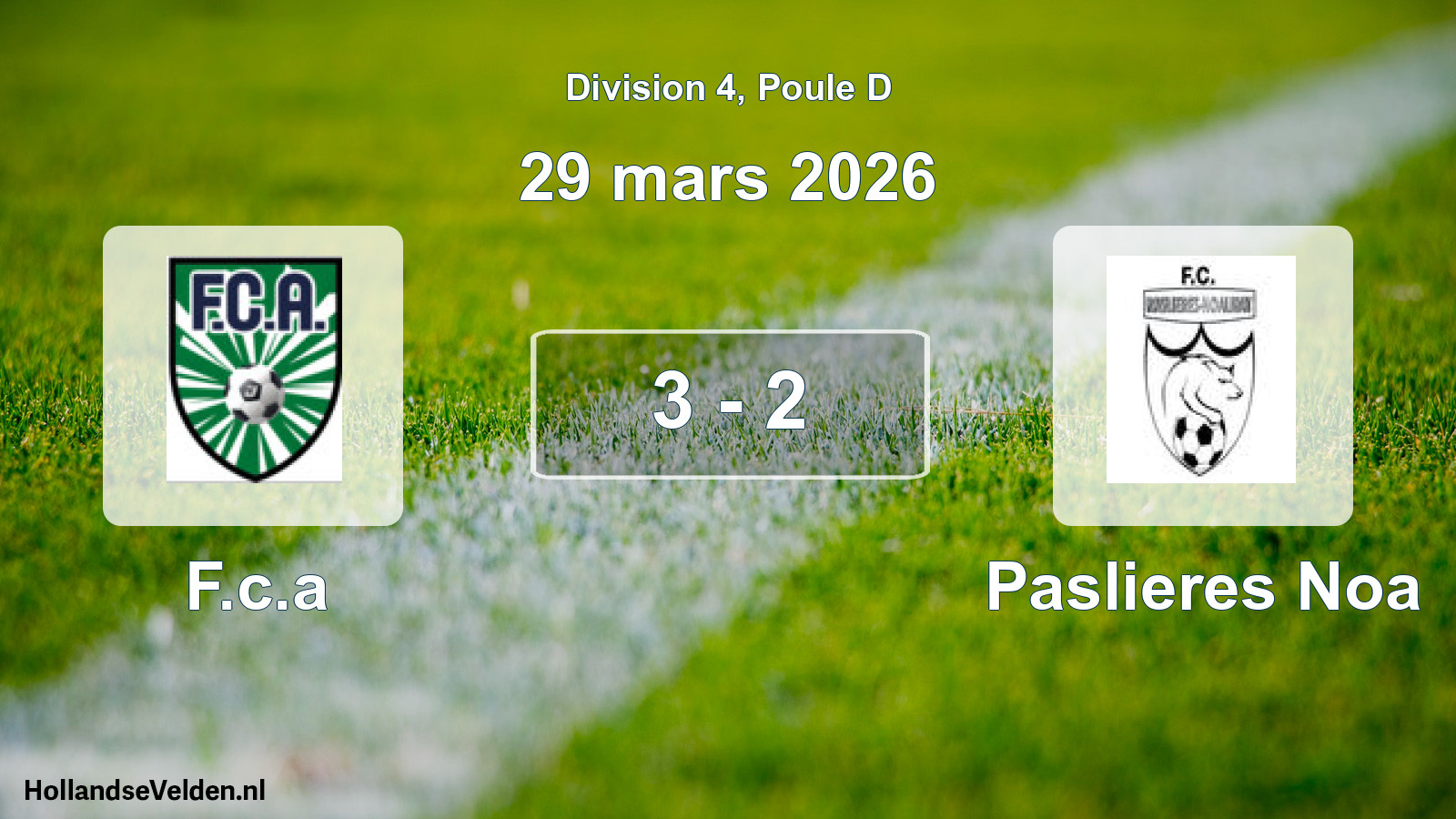 Match joué: F.c.a - Paslieres Noa 3 - 2 (29 mars 2026)
