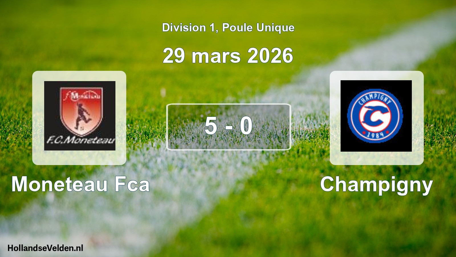 Match joué: Moneteau Fca - AFC Champigny-sur-Yonne 5 - 0 (29 mars 2026)