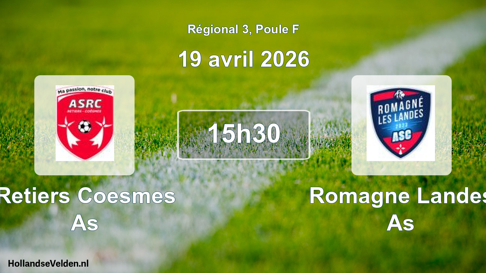 Scheduled Match: Retiers Coesmes As - Romagne Landes As (19 April 2026)
