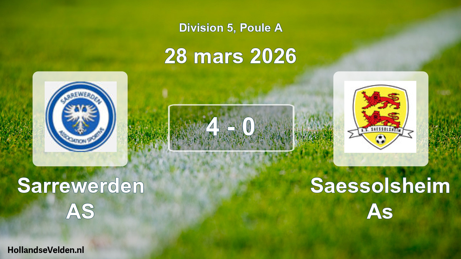 Total number of matches played: Sarrewerden AS - Saessolsheim As 4 - 0 (28 March 2026)