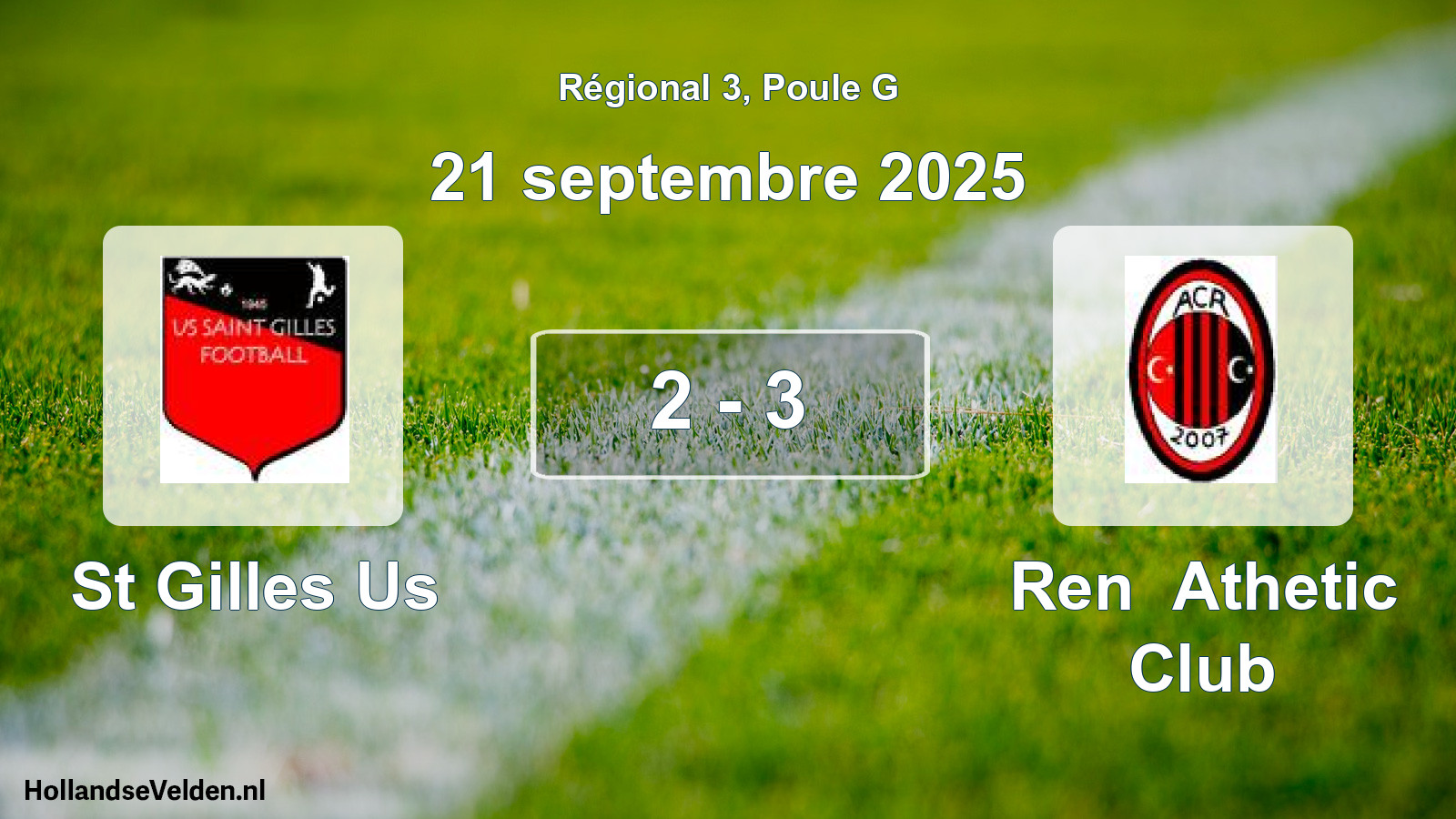 Total number of matches played: St Gilles Us - Ren Athetic Club 2 - 3 (21 September 2025)