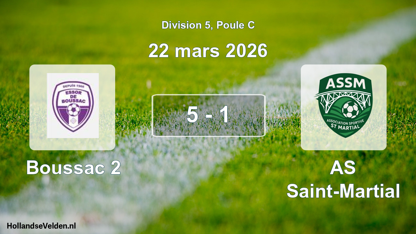 Match joué: Boussac 2 - AS Saint-Martial 5 - 1 (22 mars 2026)