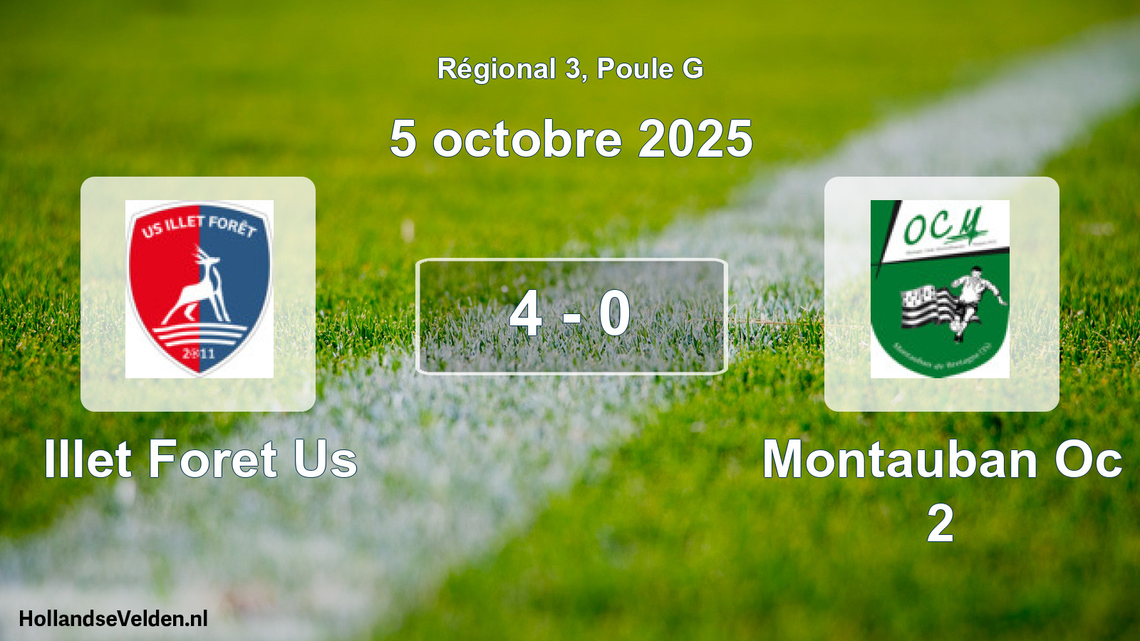 Gespeelde wedstrijd: Illet Foret Us - Montauban Oc 2 4 - 0 (5 octobre 2025)