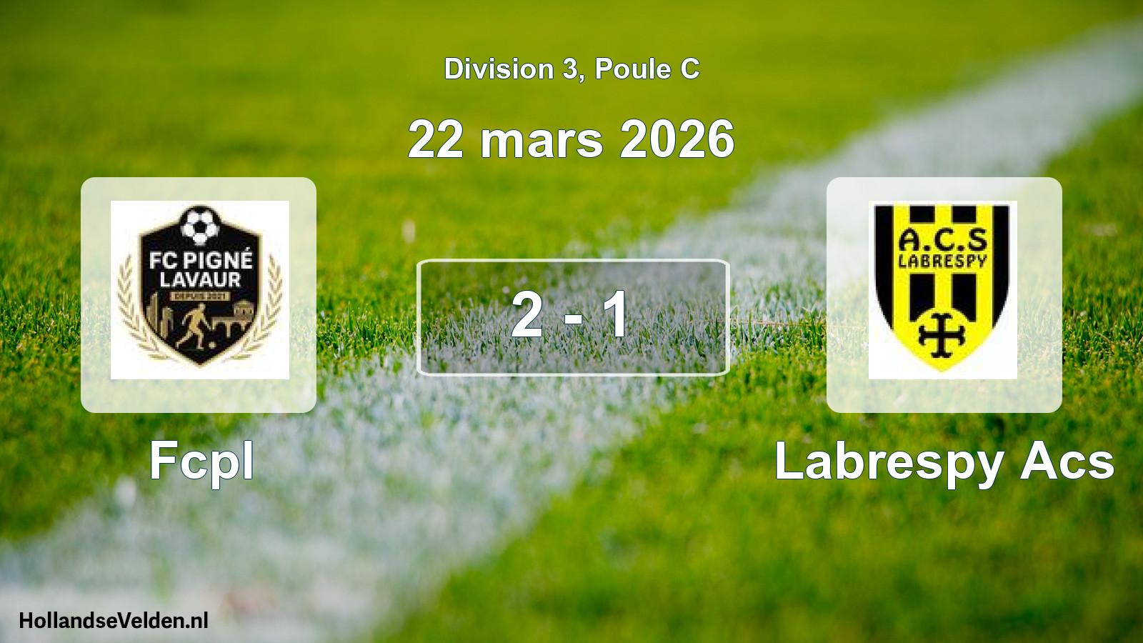 Match joué: Fcpl - Labrespy Acs 2 - 1 (22 mars 2026)