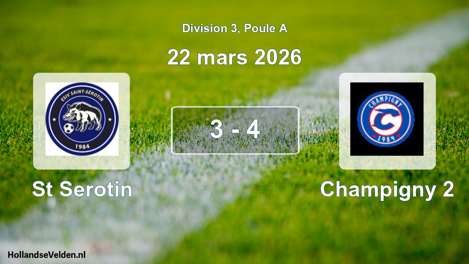 Total number of matches played: St Serotin - AFC Champigny-sur-Yonne 2 3 - 4 (22 March 2026)