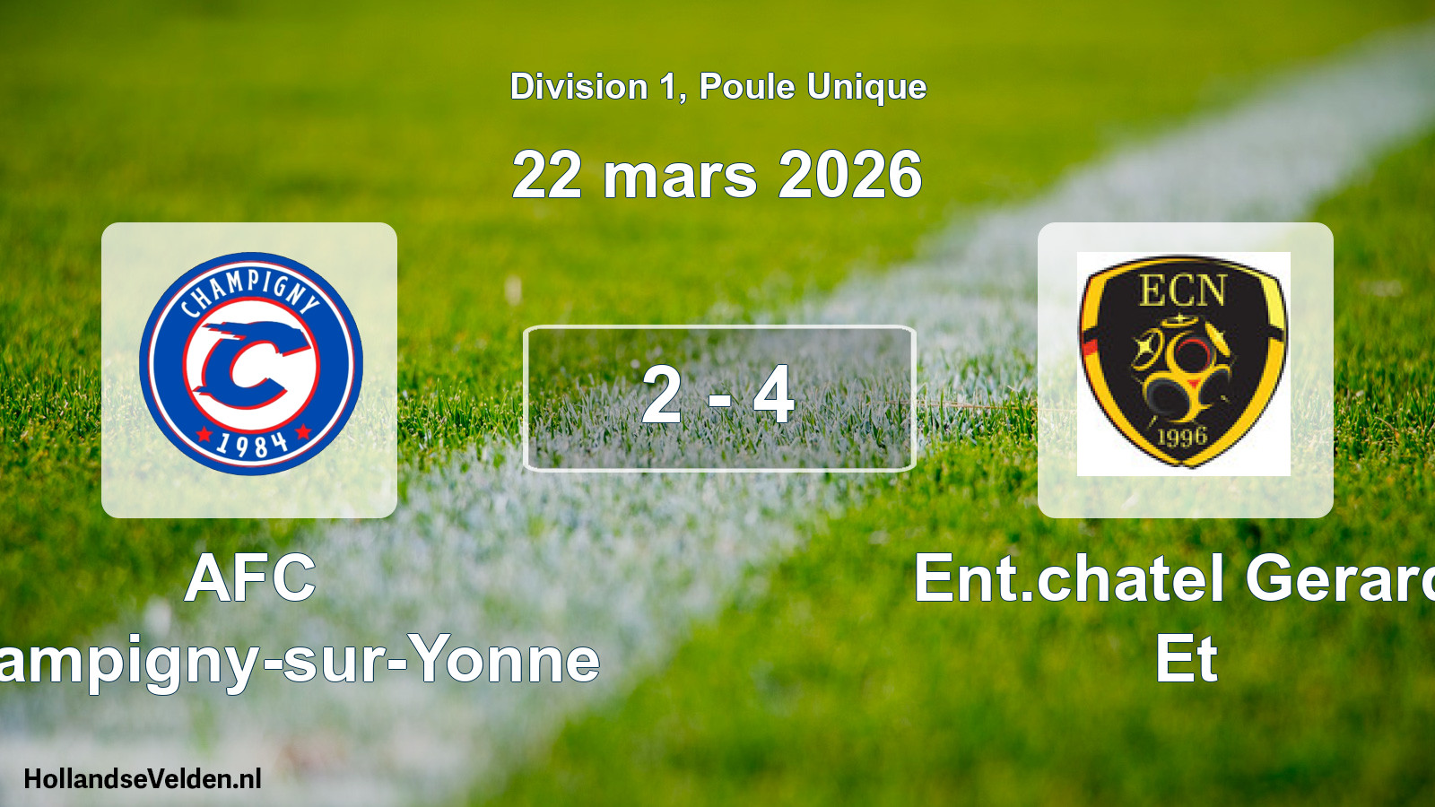 Total number of matches played: AFC Champigny-sur-Yonne - Ent.chatel Gerard Et 2 - 4 (22 March 2026)