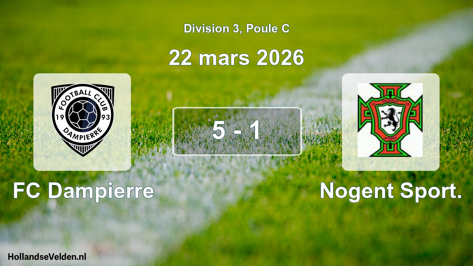 Match joué: FC Dampierre - Nogent Sport. 5 - 1 (22 mars 2026)