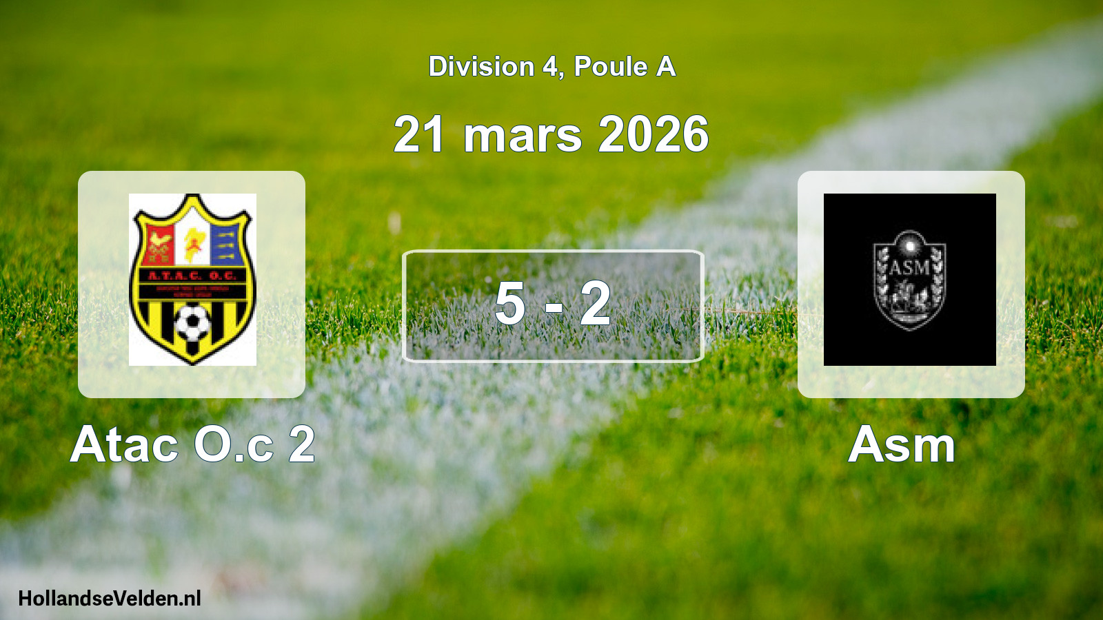 Match joué: Atac O.c 2 - Asm 5 - 2 (21 mars 2026)