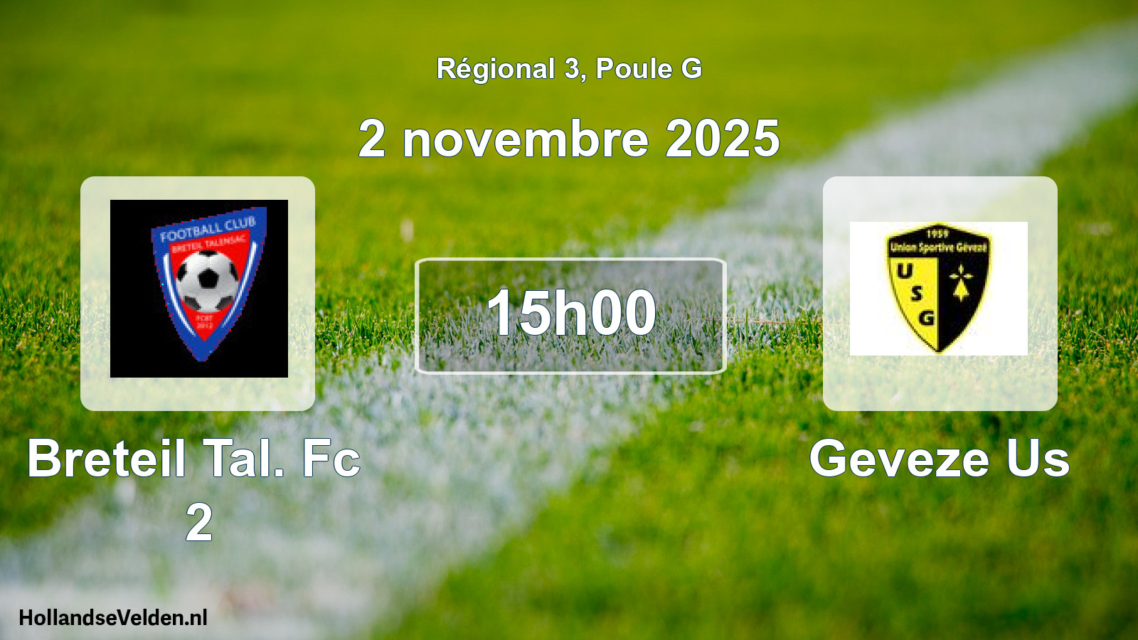 Geplande wedstrijd: Breteil Tal. Fc 2 - Geveze Us (2 november 2025)
