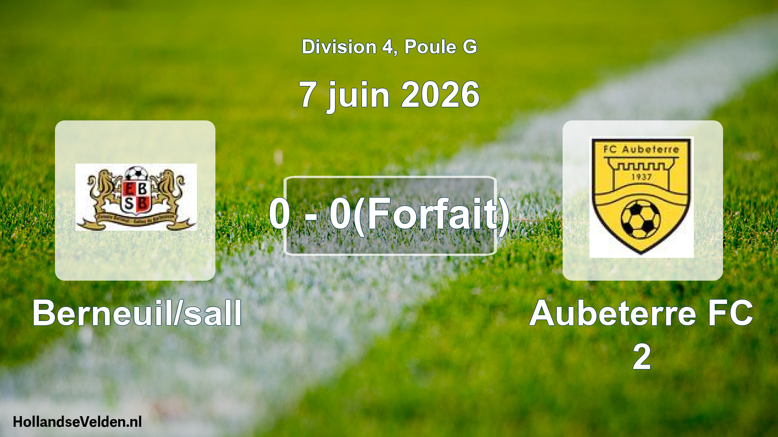 Match joué: Berneuil/sall - Aubeterre FC 2 0 - 0(Forfait) (7 juin 2026)