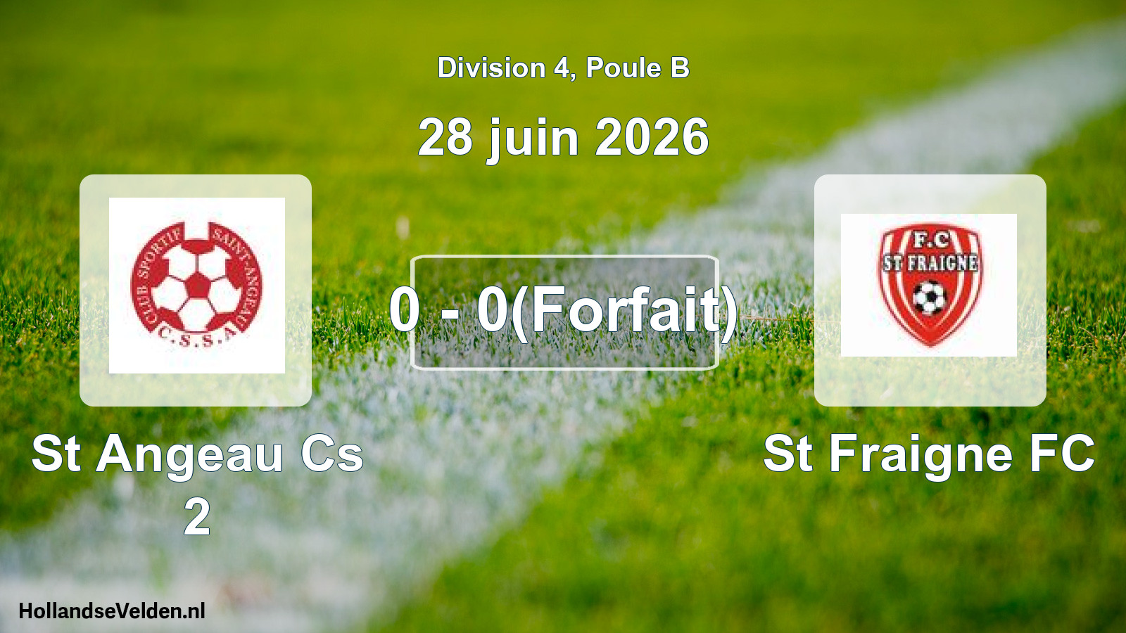 Match joué: St Angeau Cs 2 - St Fraigne FC 0 - 0(Forfait) (28 juin 2026)