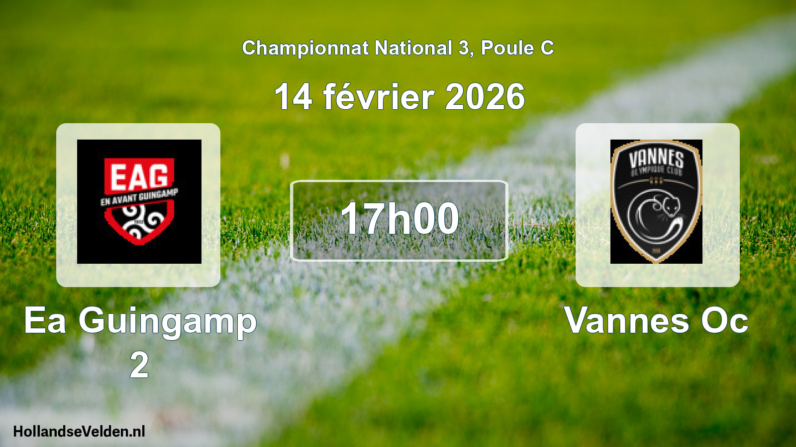 Geplande wedstrijd: Ea Guingamp 2 - Vannes Oc (14 février 2026)