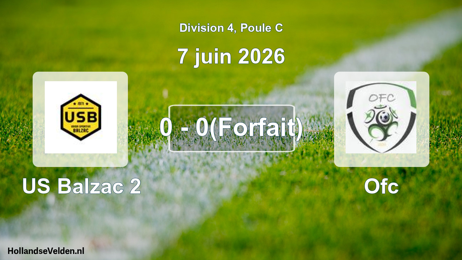 Match joué: US Balzac 2 - Ofc 0 - 0(Forfait) (7 juin 2026)