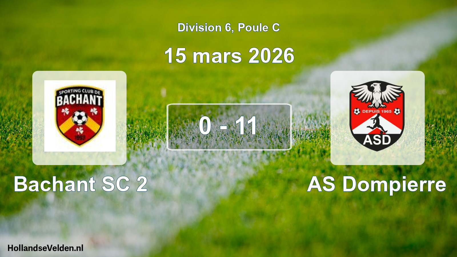 Match joué: Bachant SC 2 - AS Dompierre 0 - 11 (15 mars 2026)