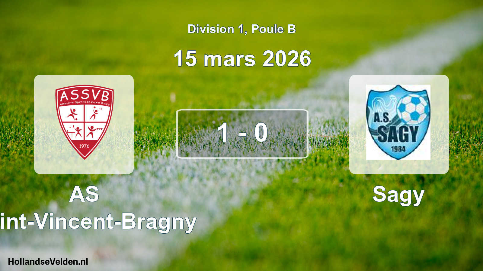 Match joué: AS Saint-Vincent-Bragny - Sagy 1 - 0 (15 mars 2026)