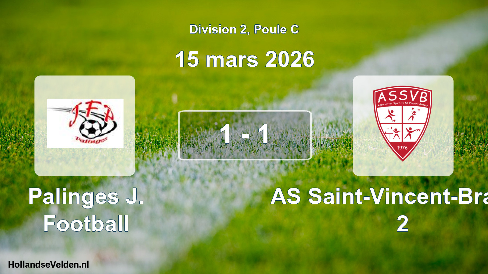 Match joué: Palinges J. Football - AS Saint-Vincent-Bragny 2 1 - 1 (15 mars 2026)