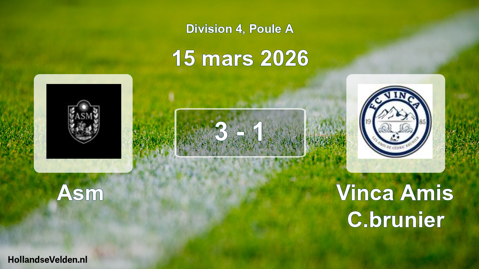 Match joué: Asm - Vinca Amis C.brunier 3 - 1 (15 mars 2026)