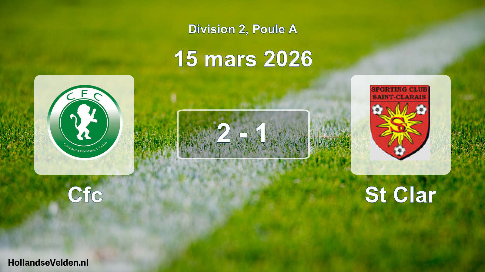 Match joué: Cfc - St Clar 2 - 1 (15 mars 2026)