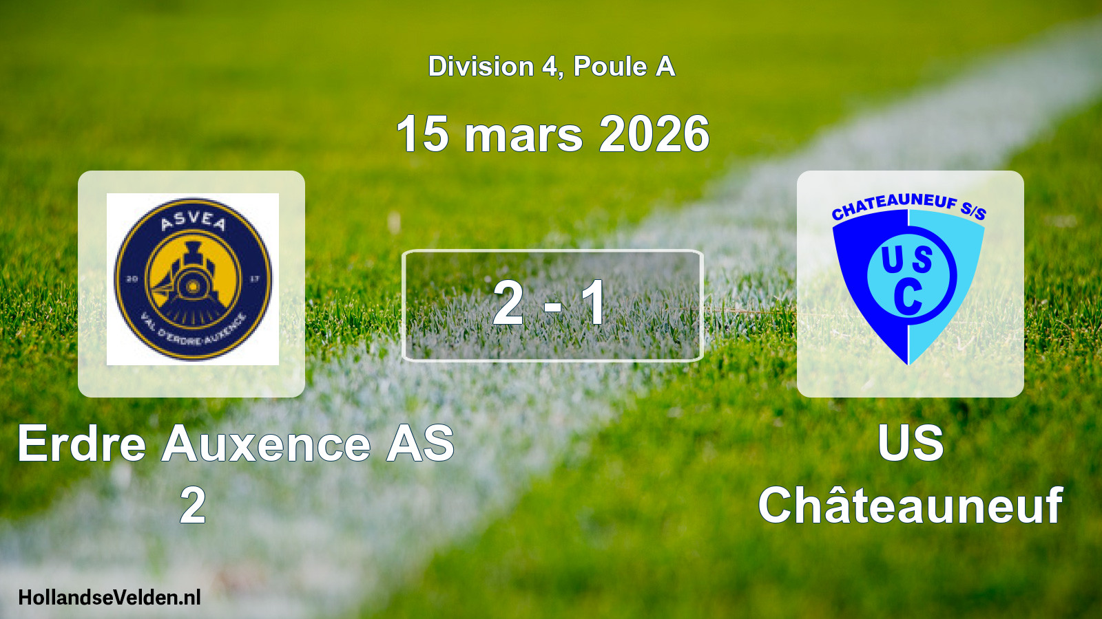 Total number of matches played: Val Erdre Auxence AS 2 - US Châteauneuf 2 - 1 (15 March 2026)