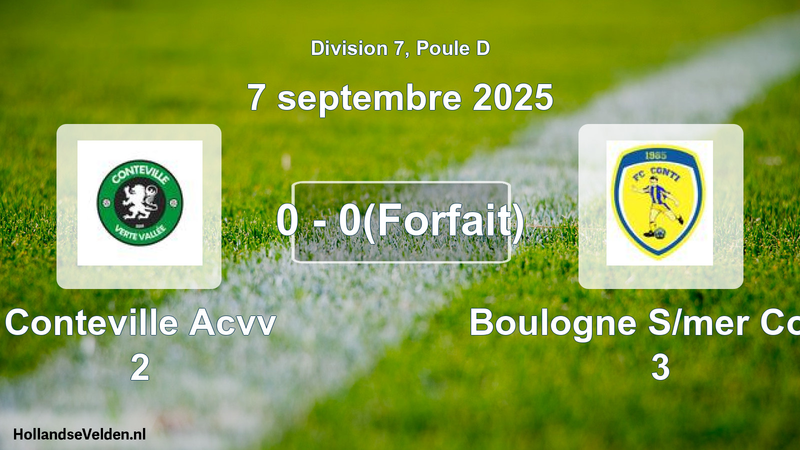 Match joué: Conteville Acvv 2 - Boulogne S/mer Conti 3 0 - 0(Forfait) (7 septembre 2025)