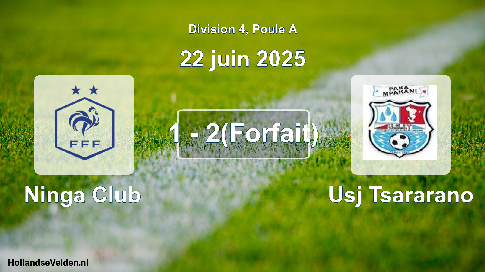 Match joué: Ninga Club - Usj Tsararano 1 - 2(Forfait) (22 juin 2025)