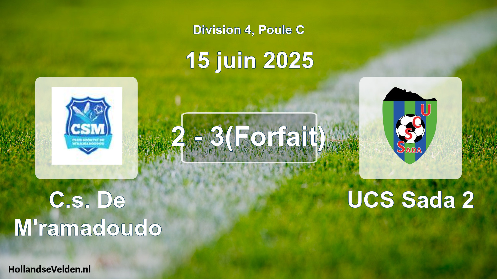 Total number of matches played: C.s. De M'ramadoudo - UCS Sada 2 2 - 3(Forfait) (15 June 2025)