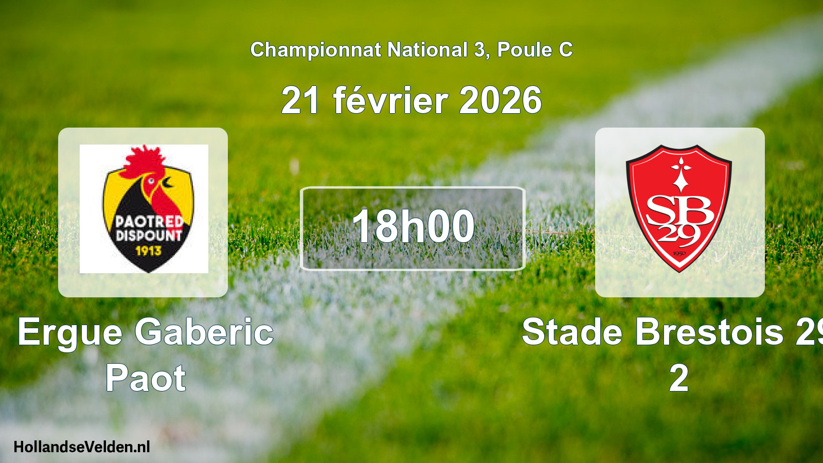 Scheduled Match: Ergue Gaberic Paot - Stade Brestois 29 2 (21 February 2026)