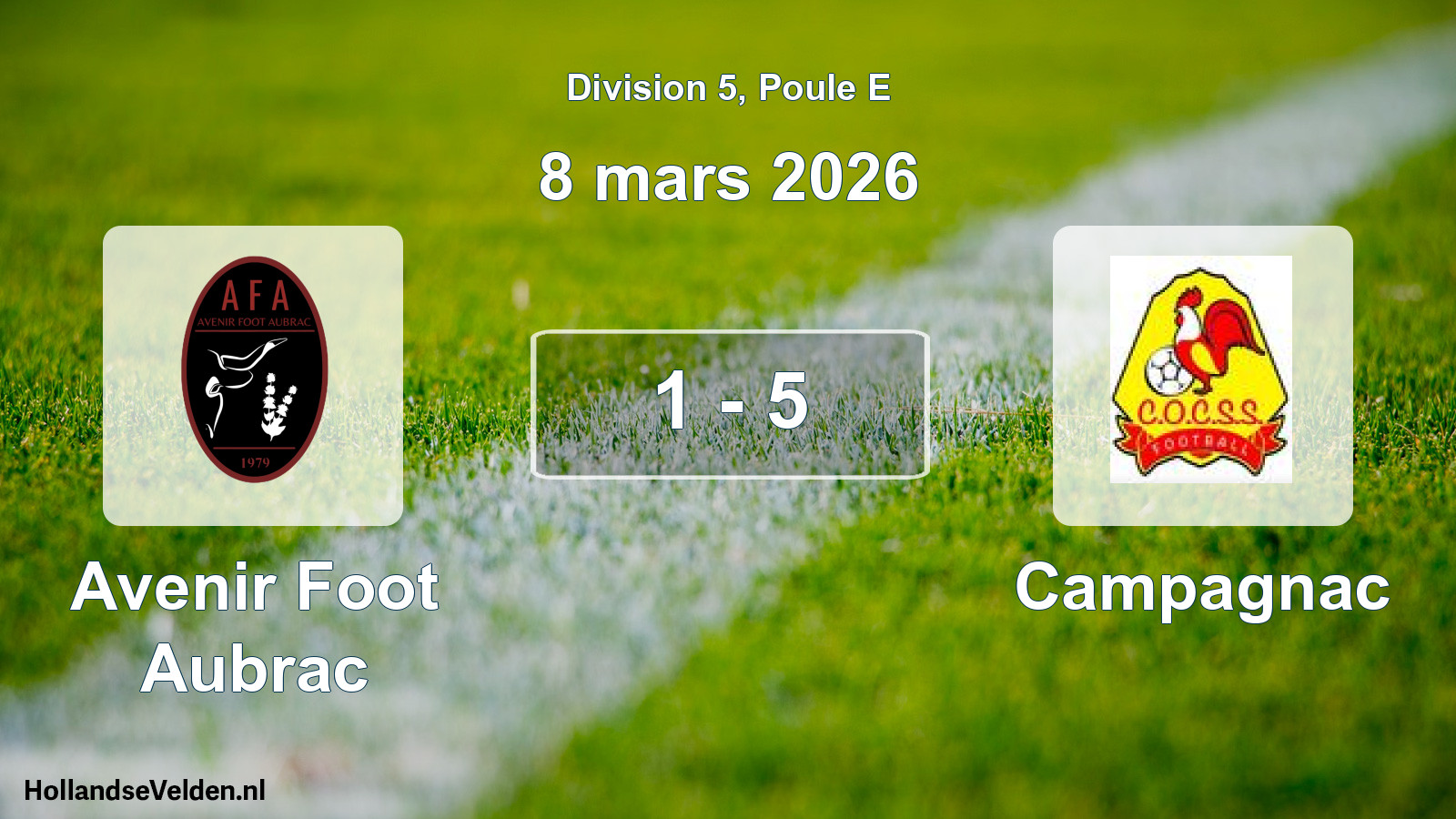 Match joué: Avenir Foot Aubrac - Campagnac 1 - 5 (8 mars 2026)