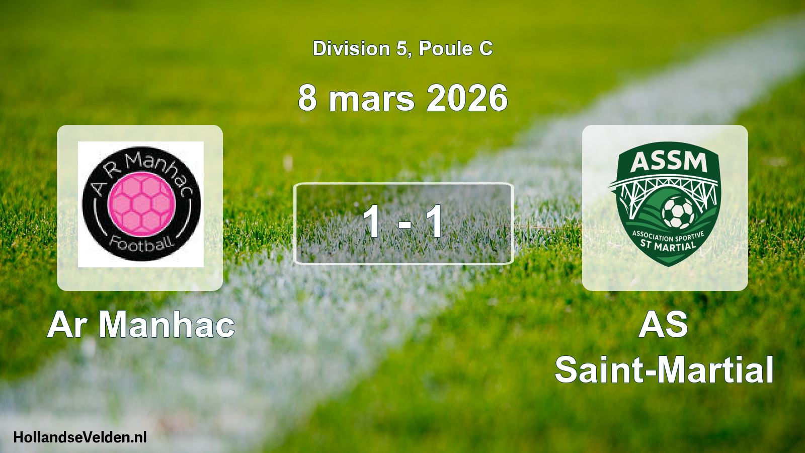 Match joué: Ar Manhac - AS Saint-Martial 1 - 1 (8 mars 2026)