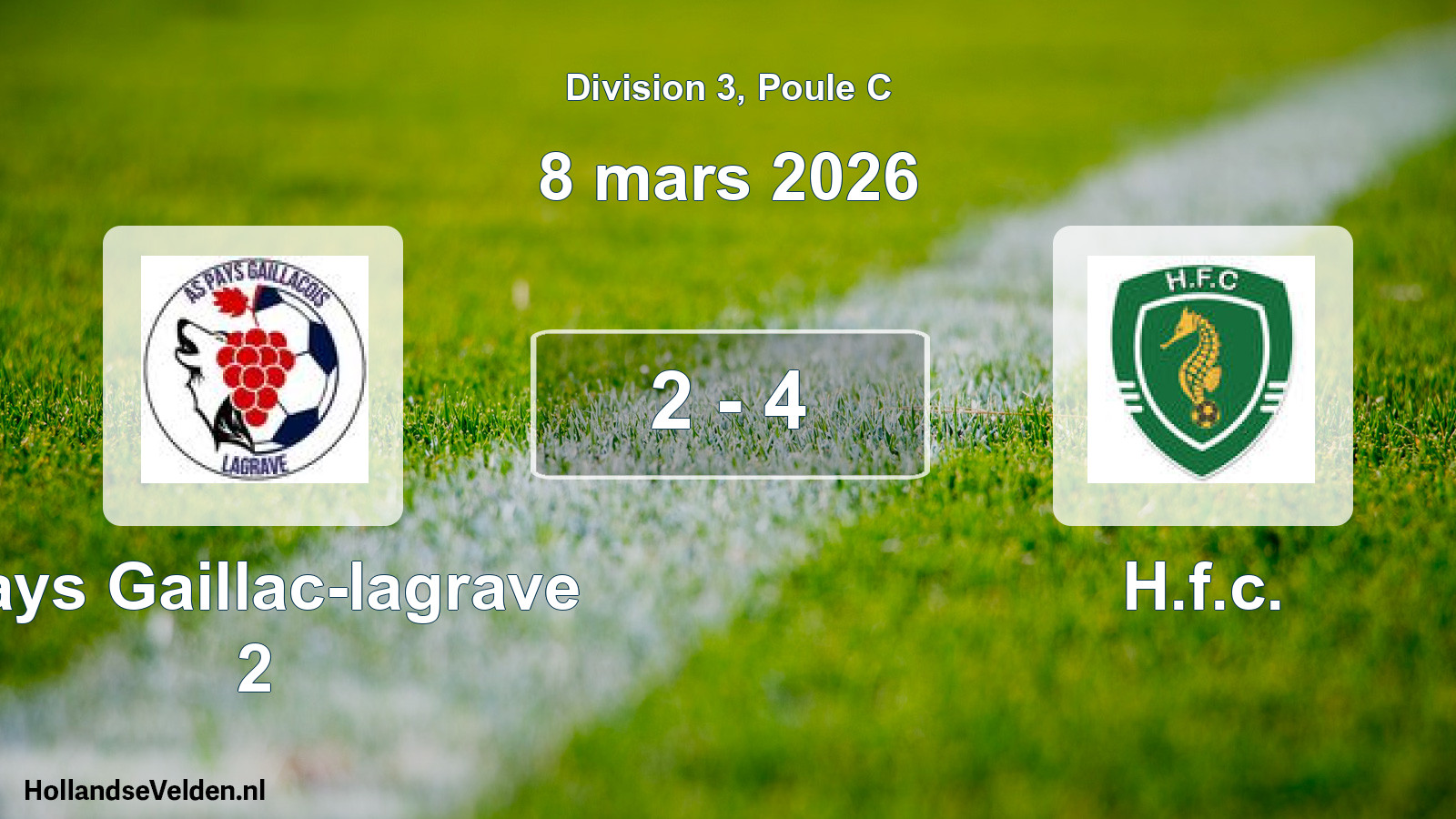 Total number of matches played: Pays Gaillac-lagrave 2 - H.f.c. 2 - 4 (8 March 2026)
