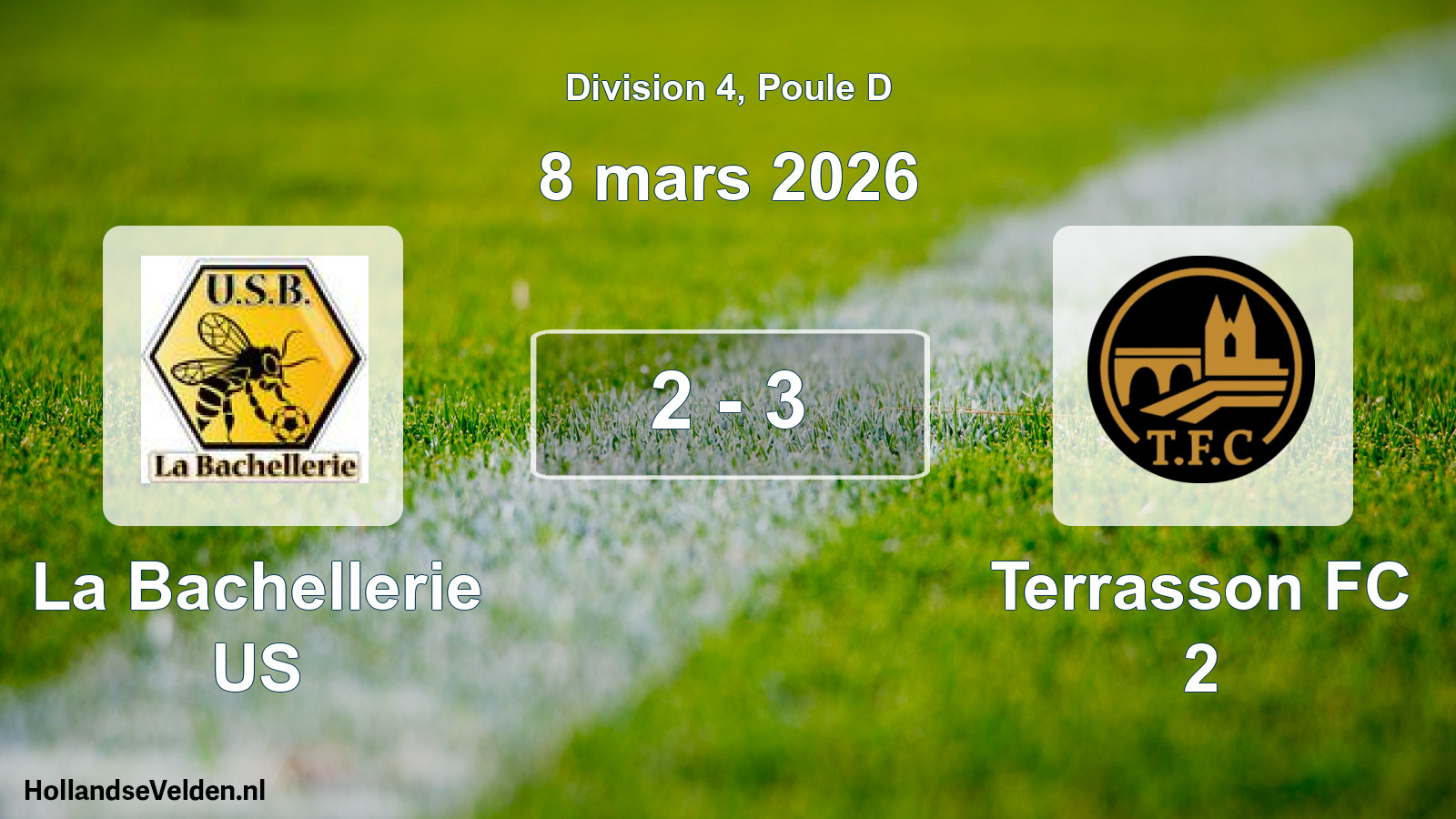 Match joué: La Bachellerie US - Terrasson FC 2 2 - 3 (8 mars 2026)