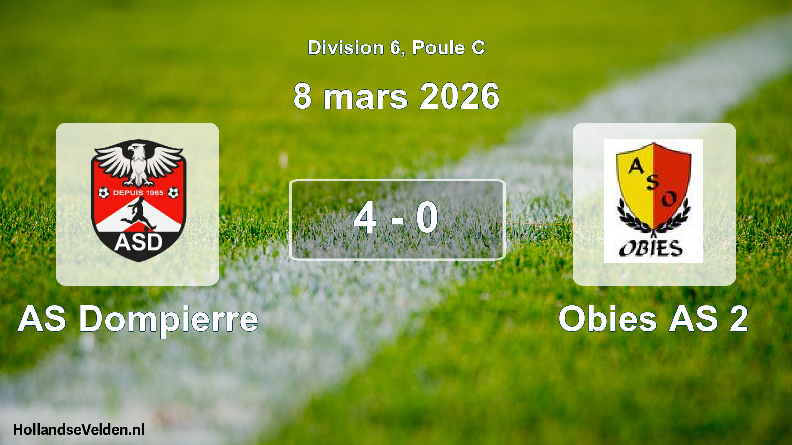 Match joué: AS Dompierre - Obies AS 2 4 - 0 (8 mars 2026)