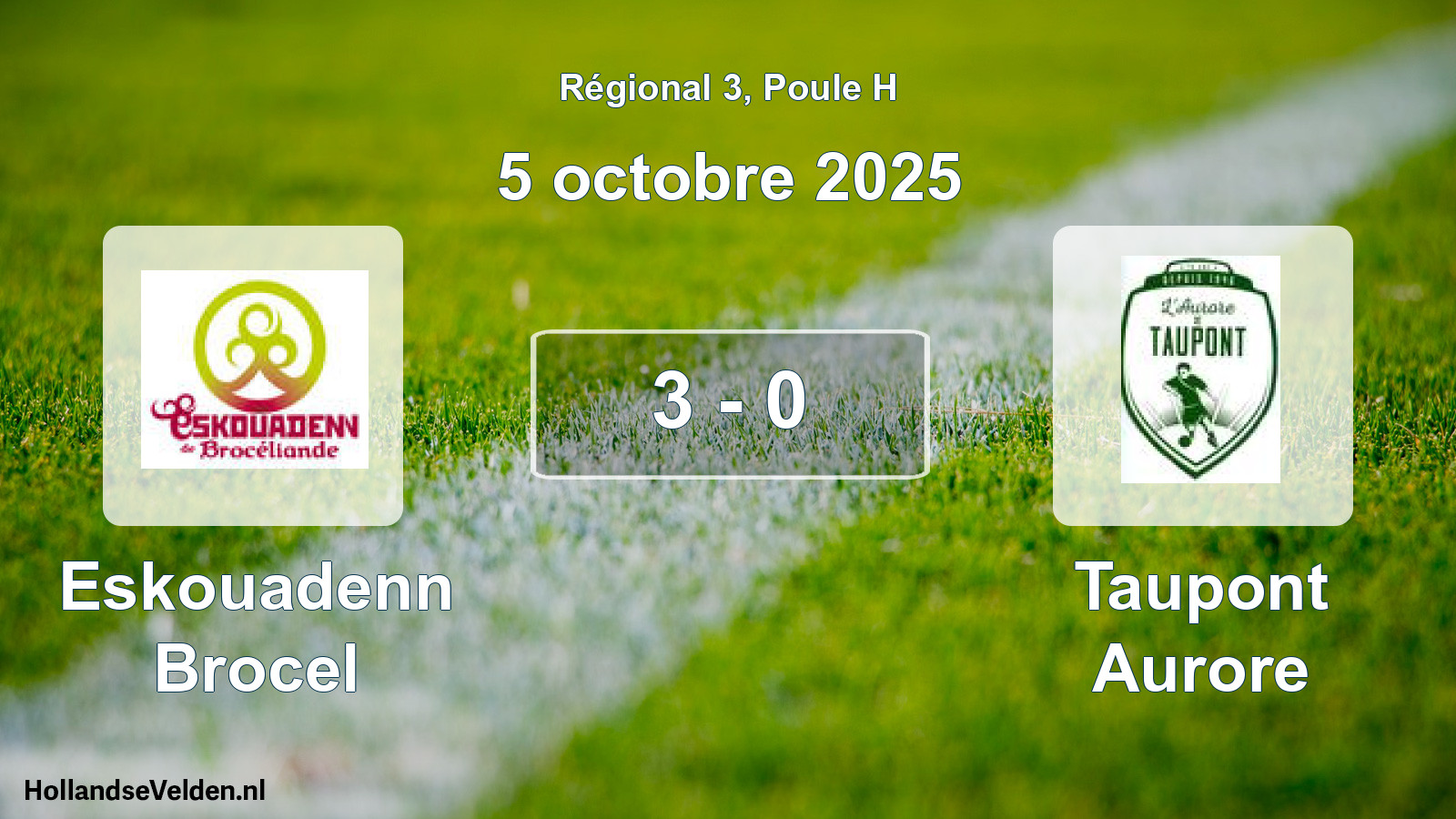 Gespeelde wedstrijd: Eskouadenn Brocel - Taupont Aurore 3 - 0 (5 octobre 2025)