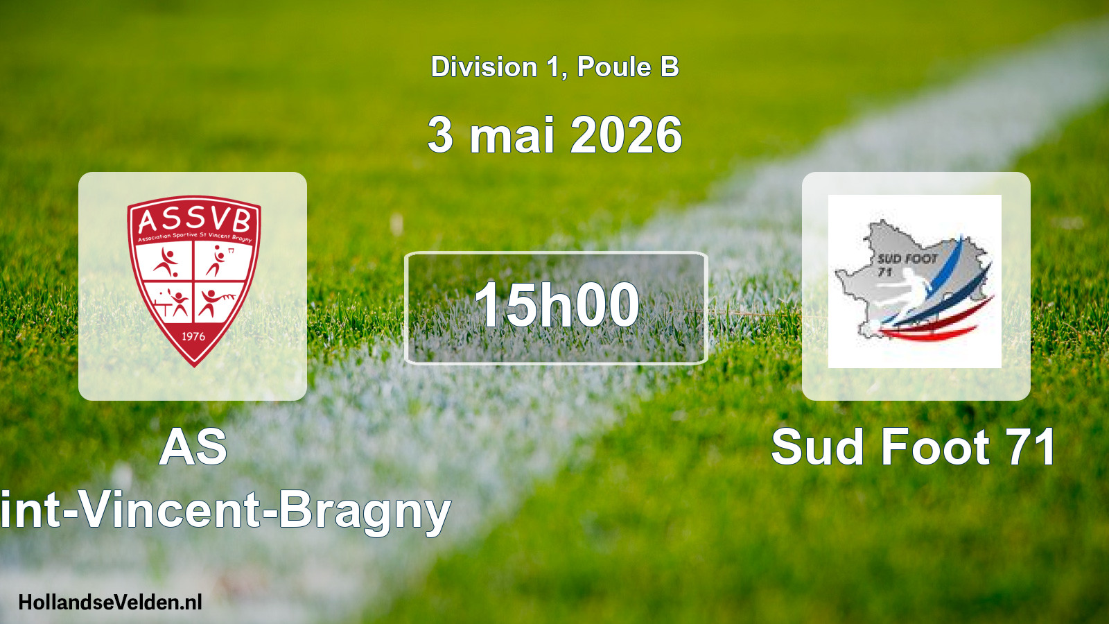 Match programmé: AS Saint-Vincent-Bragny - Sud Foot 71 (3 mai 2026)
