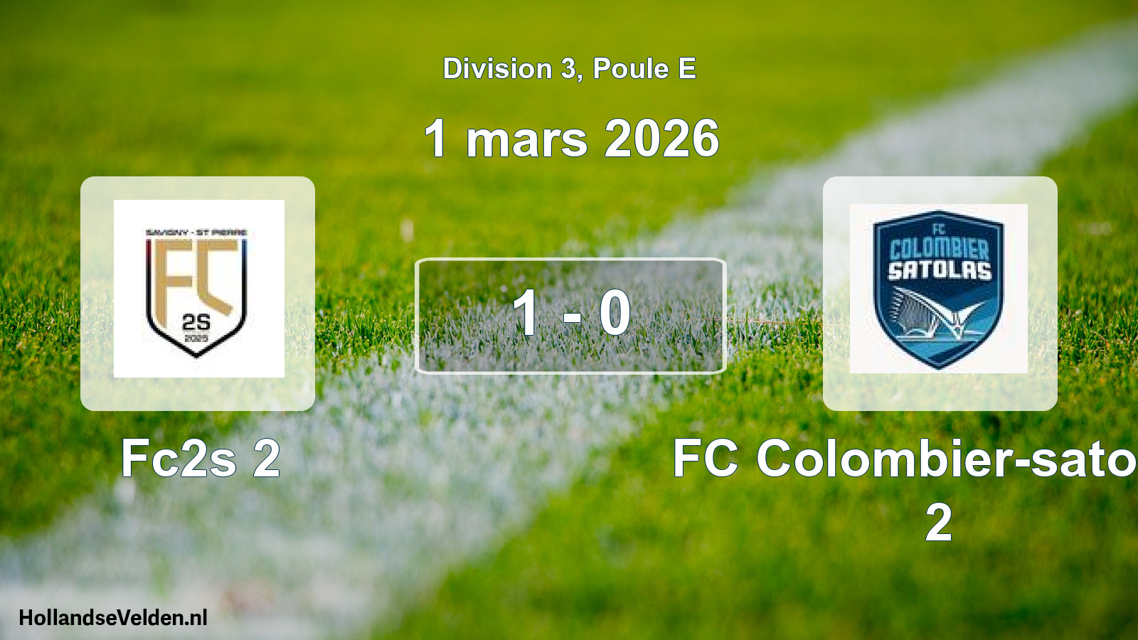 Match joué: Fc2s 2 - FC Colombier-satolas 2 1 - 0 (1 mars 2026)