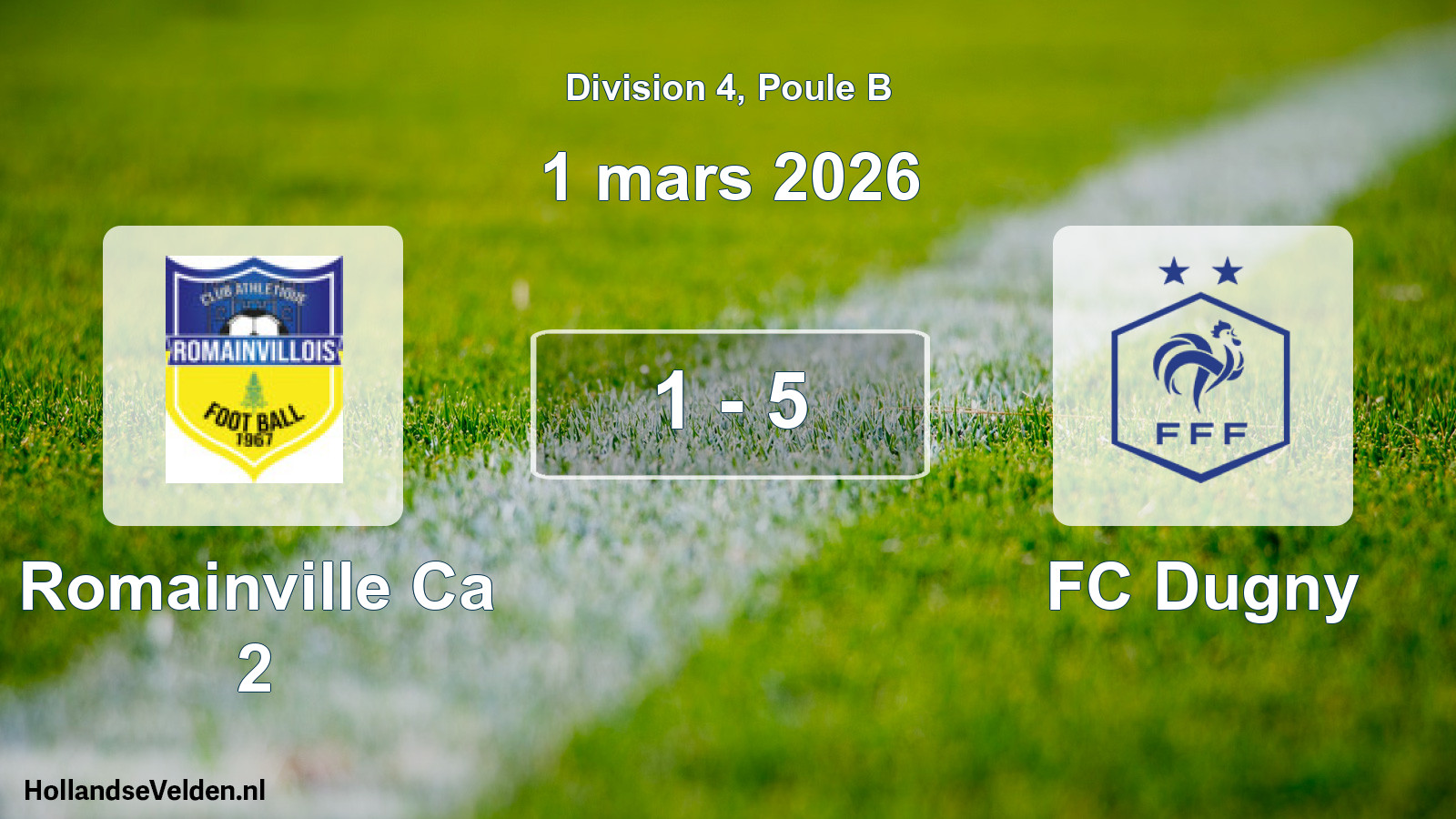 Match joué: Romainville Ca 2 - FC Dugny 1 - 5 (1 mars 2026)