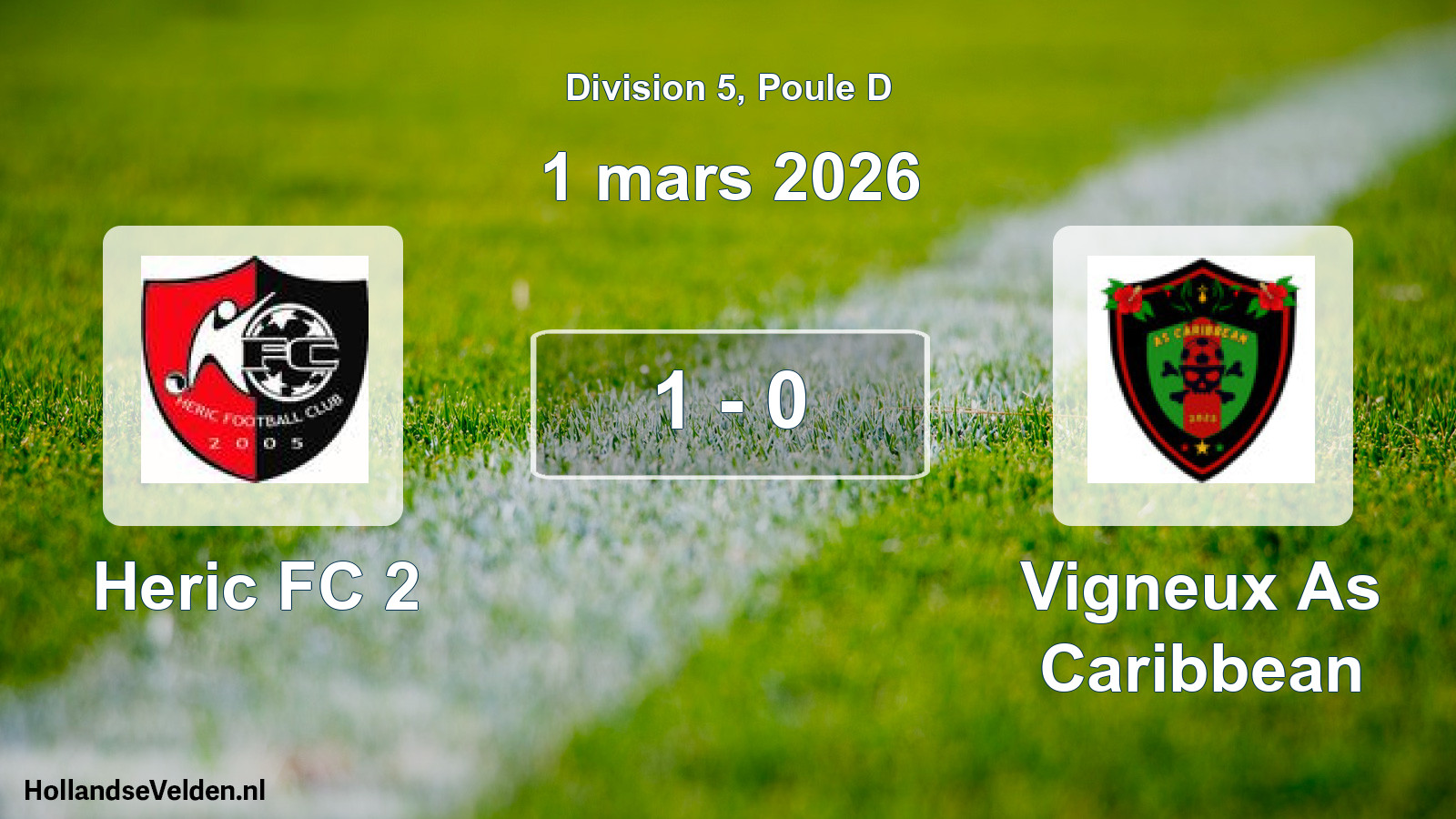 Total number of matches played: Heric FC 2 - Vigneux As Caribbean 1 - 0 (1 March 2026)