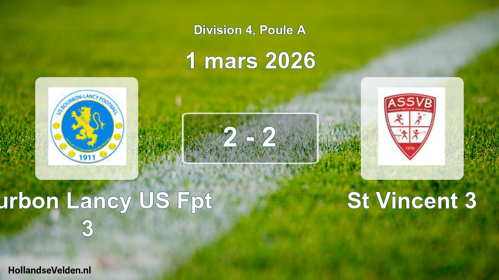 Match joué: Bourbon Lancy US Fpt 3 - AS Saint-Vincent-Bragny 3 2 - 2 (1 mars 2026)